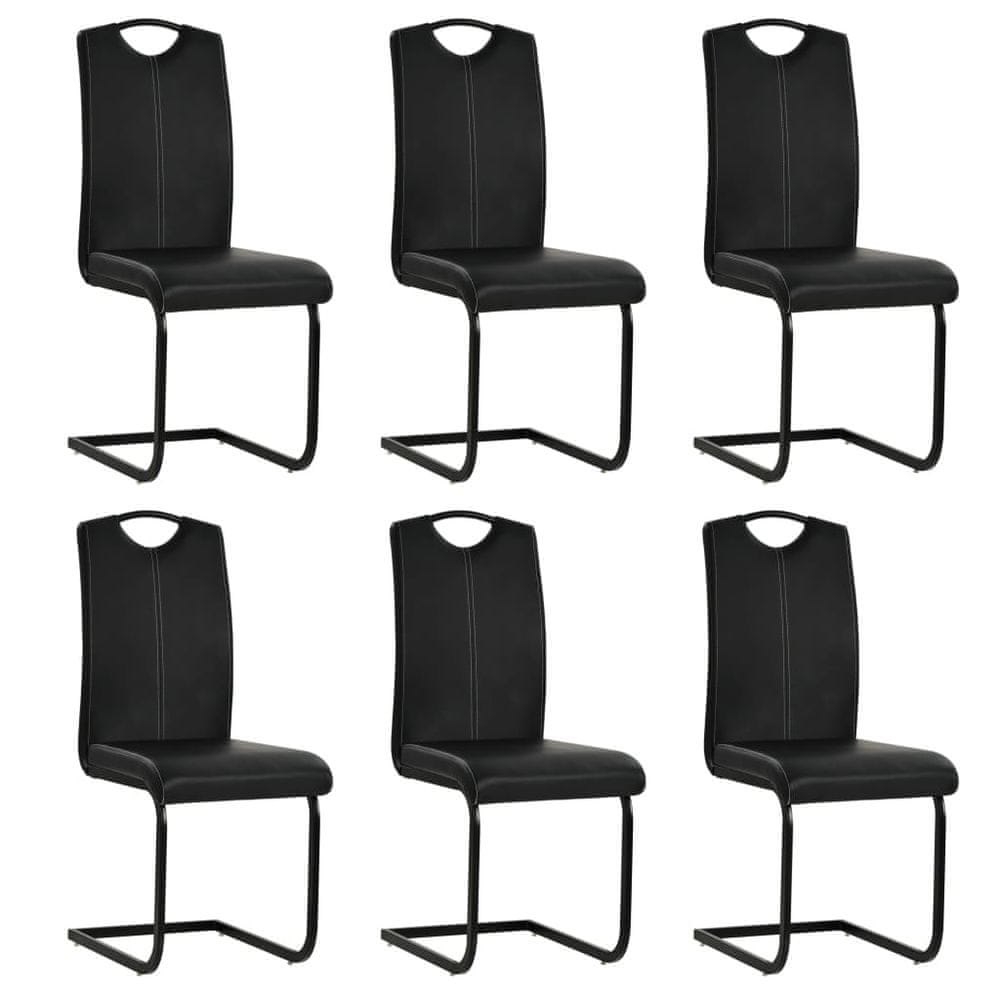 Petromila vidaXL Jedálenské stoličky, perová kostra 6 ks, čierne, umelá koža